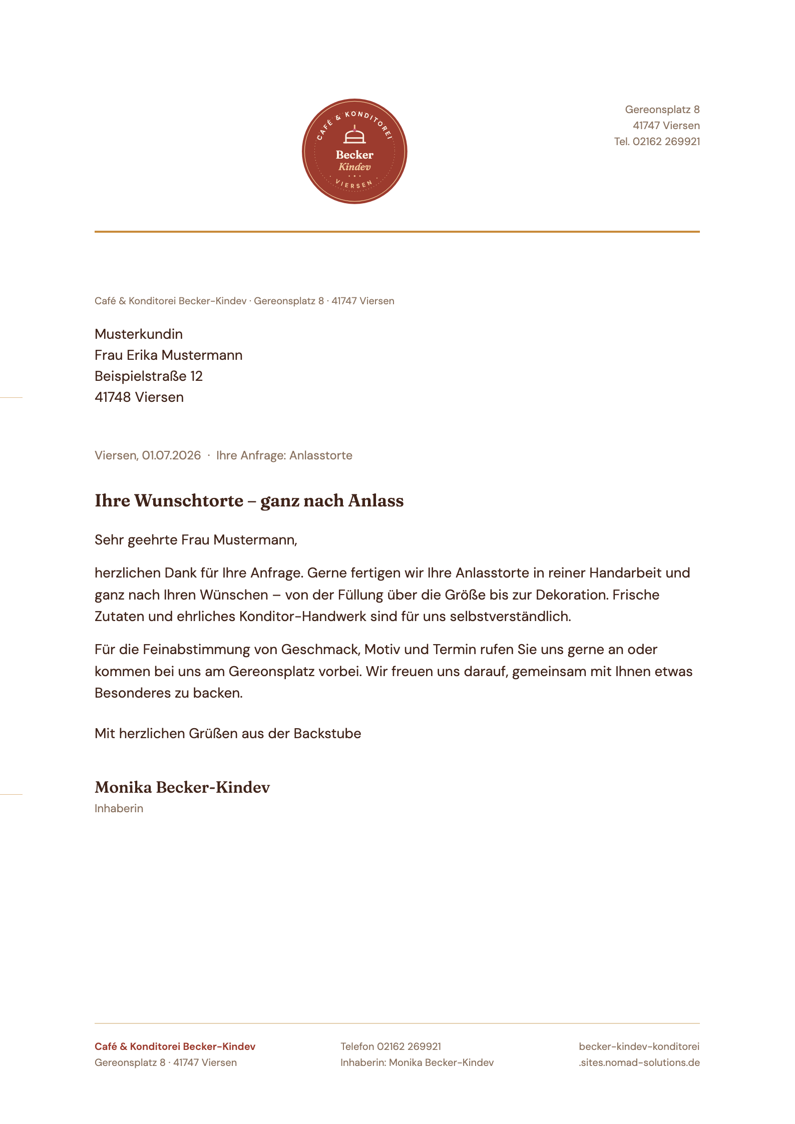 Briefbogen Tortenstempel – Vorschau